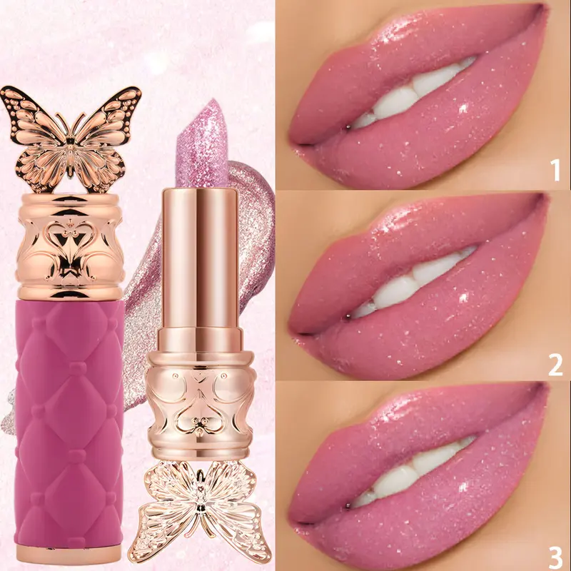 3pcs Petal Color-changing Lip Balm, Long-lasting, Moisturizing, Not Easily Fading, Temperature-sensitive Color-changing Lipstick Makeup Moisture