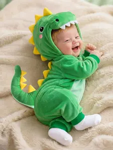 Newborn Cute Dinosaur Hat Coat, Winter Outdoor Baby Wrap, Warm Bodysuit for Infants, Cozy Crawling Suit, Perfect for Cold Weather