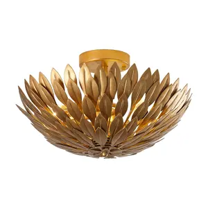 16 Inch 3-Light Farmhouse Golden Semi-Flush Mount Ceiling Lighting
