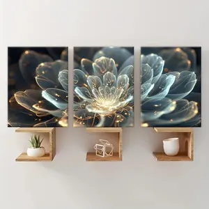 Flower Pattern Floral Abstract Design Canvas Painting with Frame, Modern Floral Paintings, 3 Counts/set Modern Art Wall Decoration for Home Living Room Bedroom Office, Ornaments
