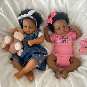 Reborn Baby Doll Black Girl 20Inch TWins Baby Dolls Loulou Realistic Lifelike African American Newborn Handmade Doll with Real Life Weighted Body and Accessories – Gift for Kids