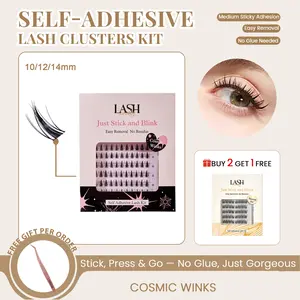 Lashterally Cosmic Winks Self-Adhesive Lash Clusters Kit Glueless Easy Apply Easy Removal Lightweight 110 Clusters 10mm/12mm/14mm Manga Style Beginner Friendly Makeup
