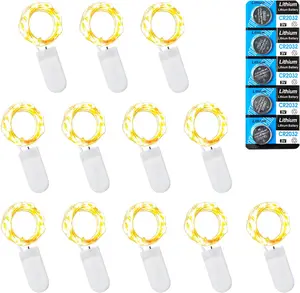 12 Pack Fairy Lights  Operated String Lights, 10 LED on 3.3ft Silvery Copper Wire,High Brightness for Wedding Christmas   Box Decoration (12 Pack, Warm White)