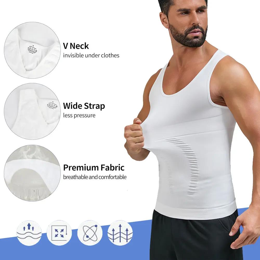 1/2/4 Pack Men Round Neck Compression Tank Top Slimming Body Shaper Vest Shirt Abs Abdomen Slim Seamless Shaping Vest Top Abdominal Corset Men GYM Workout Fitness Shirts Tank Tops Shirts Menswear & Underwear Men's For All Seasons Bestie Socks