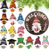 Gejoy Season Gnome Decor Interchangeable Welcome Sign Fall Door Wreath Halloween Wooden Sign With Detachable Hats Hanger For Home Graden Porch Halloween Christmas Thanksgiving Autumn Party, Season Gnomes Decor, Housewarming Gift, Door Wreath
