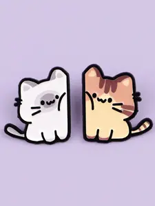 2pcs/set Cute Cat Brooch Zinc Alloy Badge, Unisex Fashion Accessory, Perfect Gift for Friends and Colleagues, All Seasons Wear, Drop Set Pins