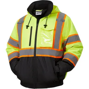 High Visibility Safety Jacket,Waterproof Jacket with Black bottom,Construction Work Jacket for Men/