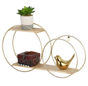 2-Tier Gold Floating Shelf, 17.80 x 9.80 x 3.50 Inches