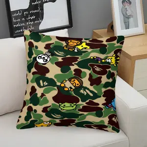 Vibrant Camo Cartoon Print Throw Pillow,Cute Character Pattern Decorative Accent Pillow,Fashion Pattern Pillow,Durable Cozy Square Cushion for Dorm,Living Room Sofa,Playroom,Bedroom Bed & Teen Gaming Corner