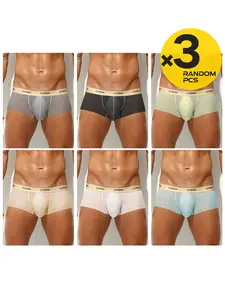 2/3/4 Pcs Random Men's Solid Low-rise Boxer Briefs, Nylon Threaded Texture, Semi-sheer & High Stretch, Smooth Breathable, Lightweight Sports Style, Fashion Casual Underwear, Soft Breathable Briefs, Stretchy Boxer Briefs