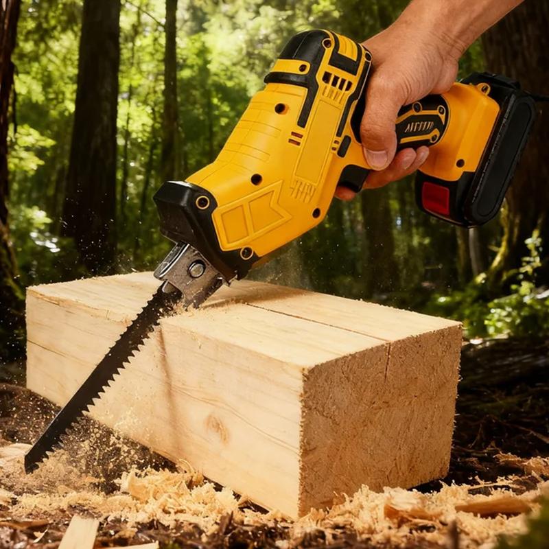Cordless Reciprocating Saw with 2 Batteries & Charger, 4 Blades - Variable Speed, Ergonomic Grip, Lightweight , Self-Locking Chuck for Wood/ Metal/ PVC Cutting -Outdoor Garden DIY Tool, Modern Tool Design Home decoration
