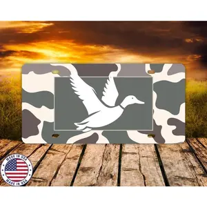 Camo Duck License Plate for Hunters| Mallard Silhouette Vanity Tag| Outdoor Camouflage Car Tag| Waterfowl Gift for Him