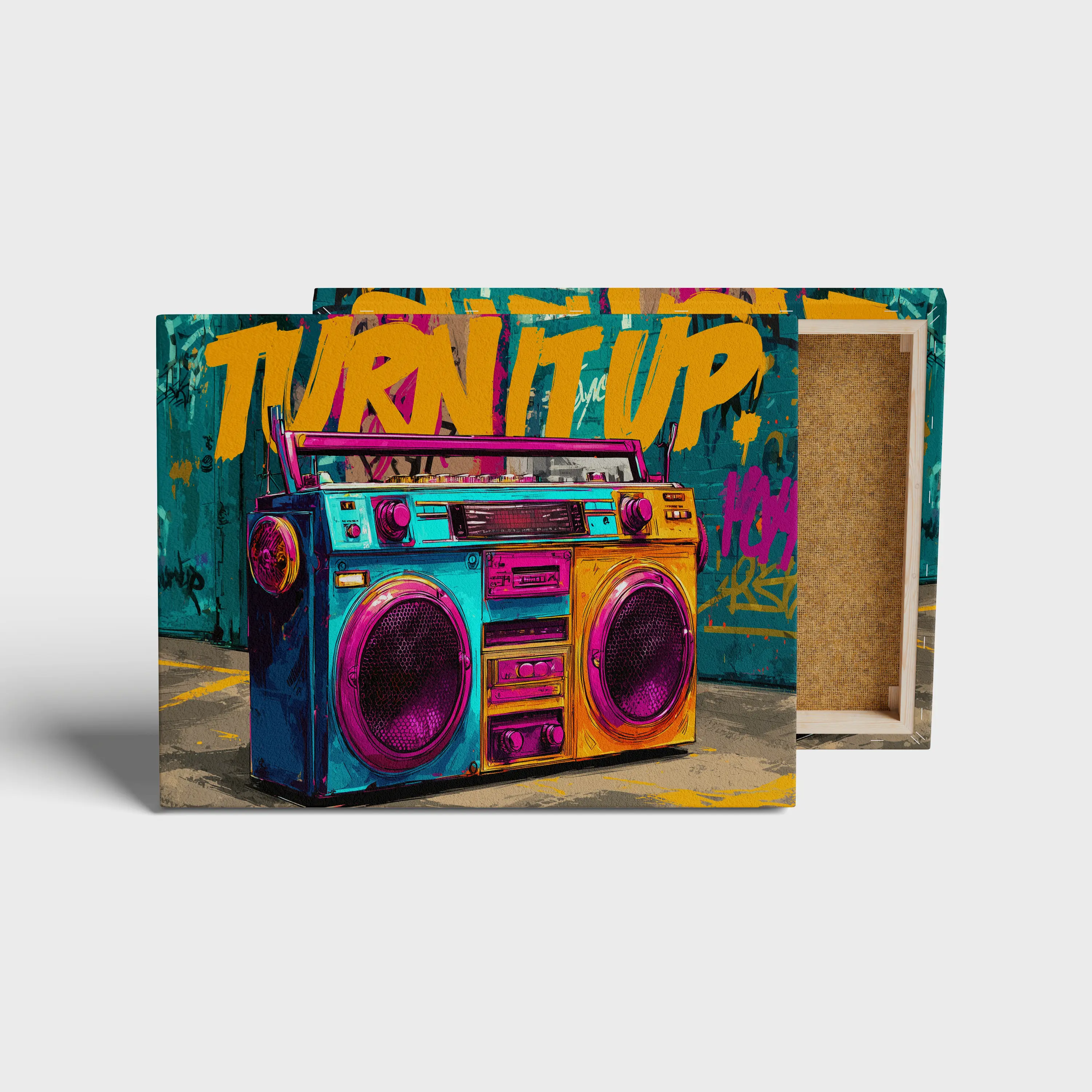 Turn It Up Retro Boombox Wall Art