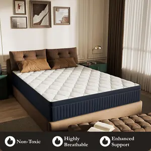 Queen Size Memory Foam Mattress (10-12 in) – Medium Firm, Cooling, Ergonomic Design for Back & Neck Support, Coil System Mattress, Queen Size Mattresses