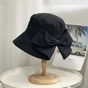 2Pcs Lightweight & Breathable Bow-Accent Bucket Hat — Casual, Versatile, Japanese-Style Wide-Brim Sun Hat — Trendy Spring/Summer Headwear — Foldable & Packable for Travel