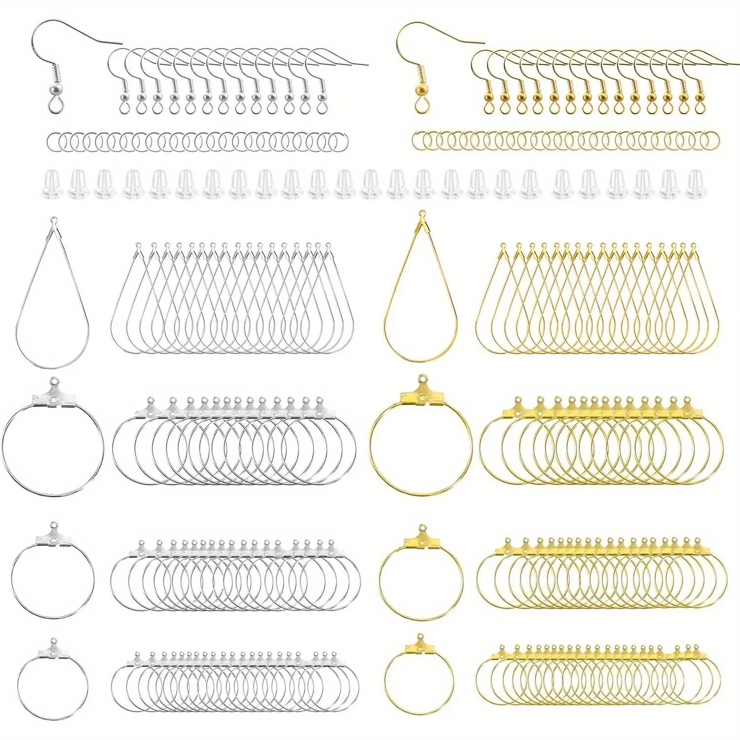 483pcs DIY Earring Making Kit with 80 Hoop Earrings 80 Hooks 240 Jump Rings 80 Earring Backs Hypoallergenic Copper Material for Jewelry Making Simple Style Decor Ornaments