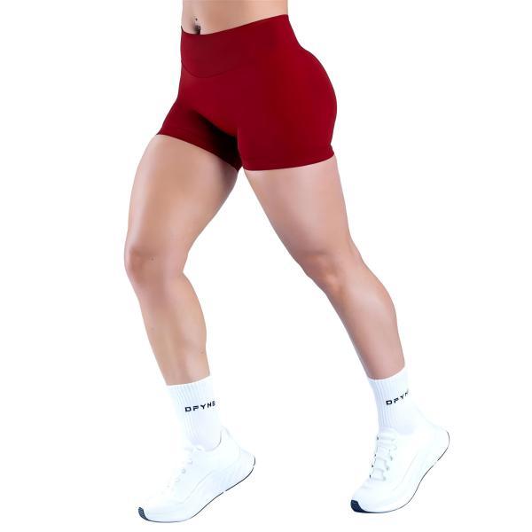 <WITH LOGO> DFYNE Women's athletic shorts - Seamless shaping design with a lift-up feature, suitable for yoga, fitness, cycling, hiking, running, sports, outdoor leisure, and other occasions