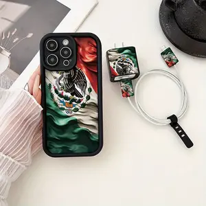 5 Piece Set Colorful Phone Case Design, Charger Head Cover, Cable Protector & Storage Rope, Anti-Drop Tpu Protective Shell for iPhone