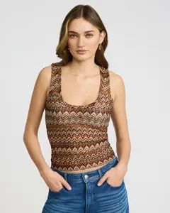 Express Chevron Crochet Scoop Neck Tank