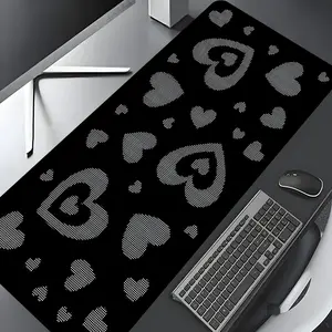 Vintage Y2K Heart Pattern Extra Large Gaming Mouse Pad, Aesthetic Desktop Drotection Pad,Washable Rubber Pad Non-Slip Lock Edge Multi-Size Mouse Pad Suitable For Home Office,Good Gift for Family and friends