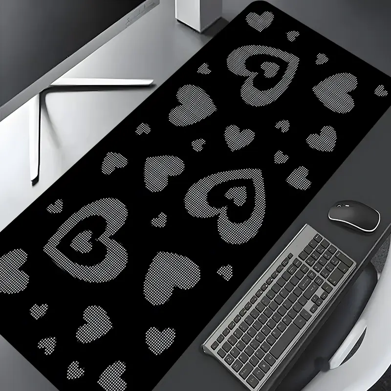 Vintage Y2K Heart Pattern Extra Large Gaming Mouse Pad, Aesthetic Desktop Drotection Pad,Washable Rubber Pad Non-Slip Lock Edge Multi-Size Mouse Pad Suitable For Home Office,Good Gift for Family and friends, Computer Desk Mat