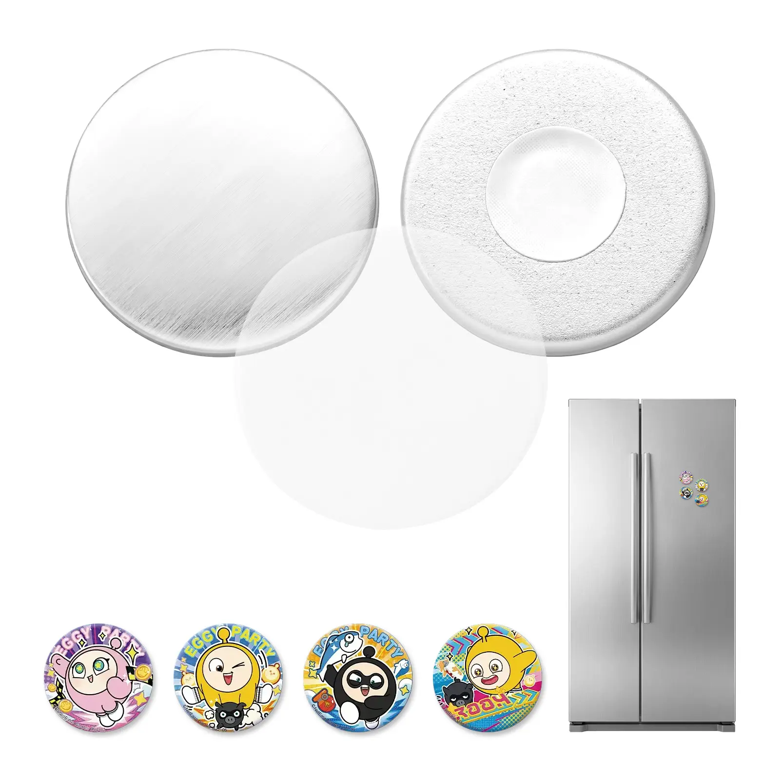 VEVOR Button Maker Supplies 50 Sets 1.26 in / 32 mm Refrigerator Magnets, Button Parts with Magnetic Backs, Metal Shells, Clear Mylar Films, and Blank Circle Papers, for Home DIY and Kitchen Decor