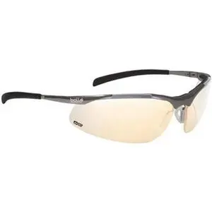 Bolle Safety Framed Wrap Around Safety Glasses, Silver Frame, Gray Scratch-Resistant Lenses, Model 40051, Wrap Around Sunglasses