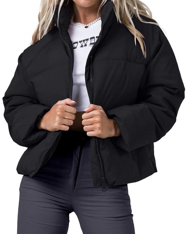 Polu Women's Puffer Jackets Oversized Long Sleeve Winter Zipper Coat Warm Quilted Jackets with Pockets