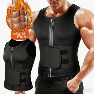 Men's Sauna Vest, Waist Trainer Sauna Sweat Suit,Tummy Control  Compression Neoprene Waist Trainer Vest Zipper Body Shaper with Adjustable Tank Top, SingleBelt Sweat Shirt Corset Top