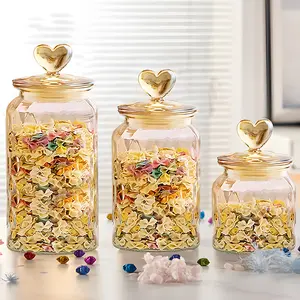 3Glass Storage Jars with Flip-Top Lids Suitable for Kitchen Pantry, Wide Mouth Canisters for Dry, Spices, Cereals, Flour - Moisture-Proof & Insectproof Containers, Multi- Glass Canisters for Organization (21.98oz-47.34oz)