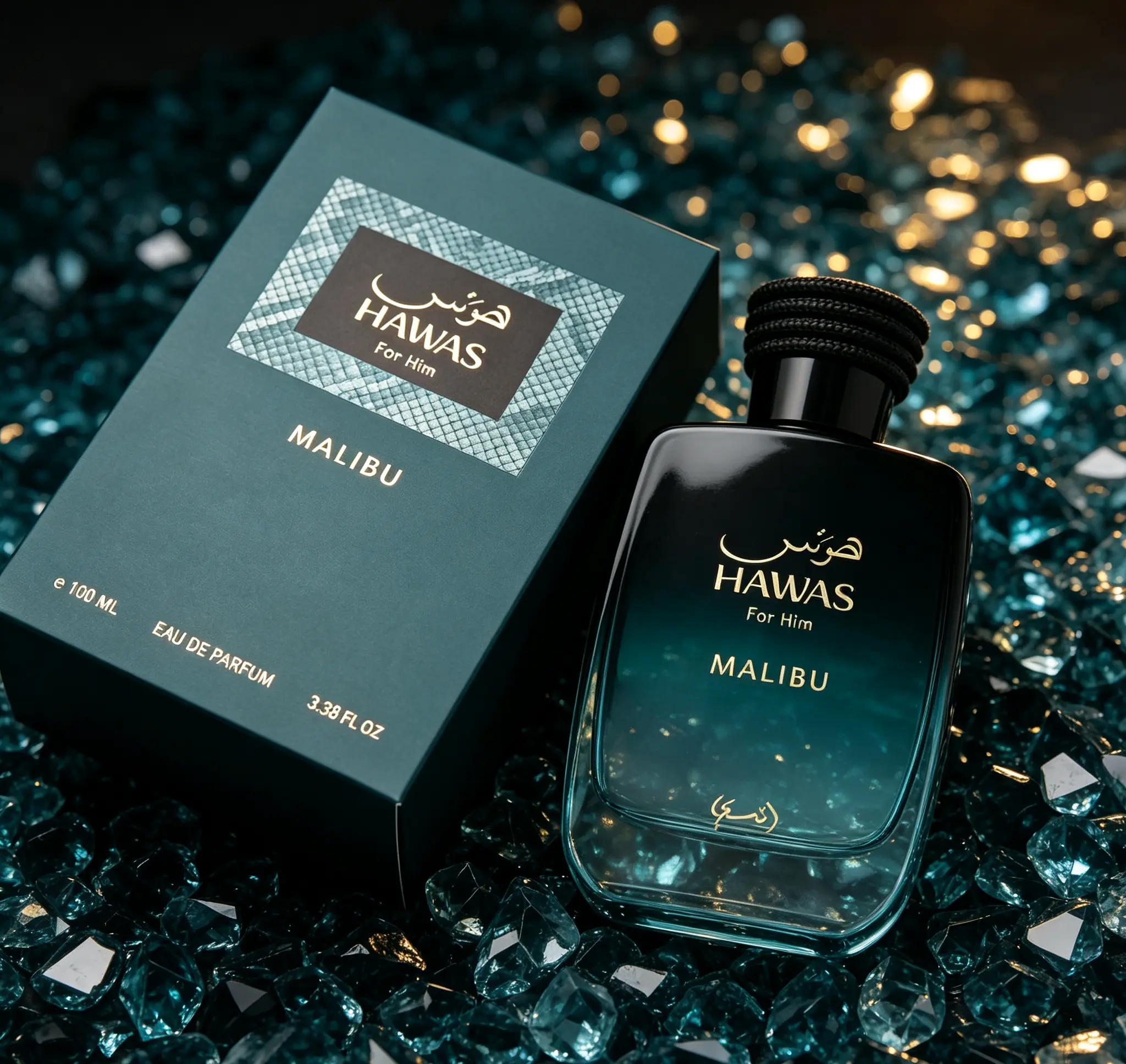 Hawas For Him Malibu Eau de Parfum for Men 100ml 3.38 fl oz Long Lasting Beach Fresh Aquatic Scent Summer Casual Dating Masculine Perfume Luxury Gift For Him