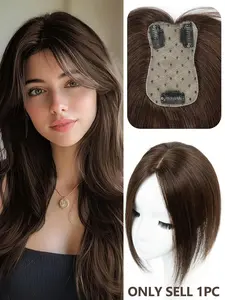 Women's Real Human Hair Topper 7x11cm Hair Base Net Lightweight Breathable Middle Part High Crown Real Human Hairpiece, Adding Hair Volume & Natural Look
