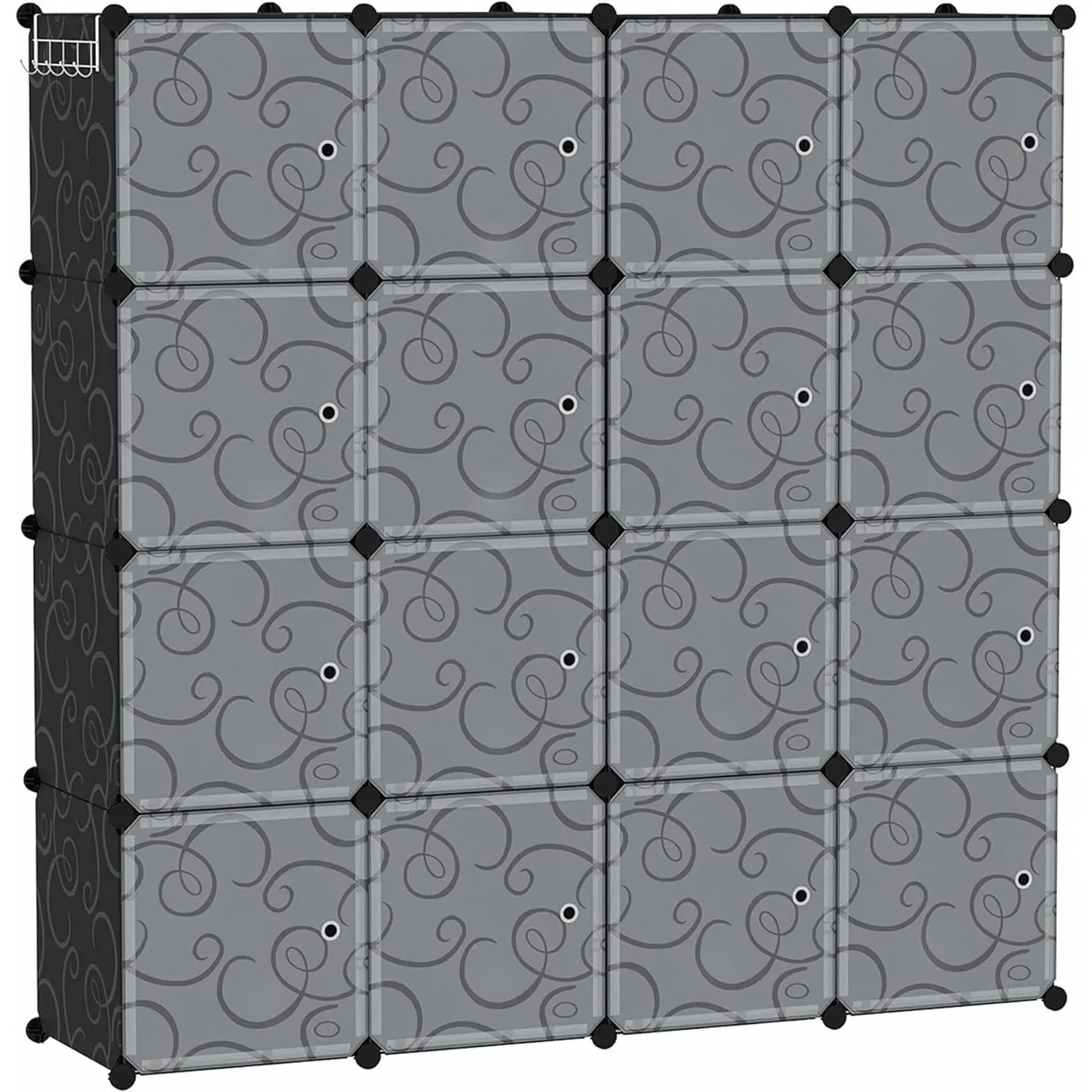 CAHOME Cube Storage Organizer,-Cube Storage Shelving with Doors, Modular Book Shelf, Plastic Shelves Organizing Units, Ideal Bedroom Room."L *."W *."H Black SHS3016B-DOOR