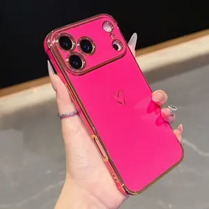 Electroplated Hollow Heart Phone Case Cover, Vibrant Colors, Fits iPhone X/11/12/13/14/15/16/17 Pro/pro Max/plus, Protective and Durable Design, Smartphone