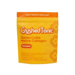 Crushed Tonic Golden Latte Marine Collagen with Turmeric - Korean KBeauty Collagen for Skin Hair & Health - Gluten Free GMO Free - 6.3oz - Colagen