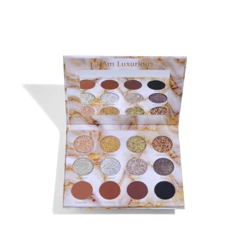 Adriana Nichole Cosmetics Neutral Duo Chrome Eyeshadow Palette - I Am Luxurious 12-Pan Blendable Sparkly Glittery Shimmer Matte for Easy Eye Makeup, Shimmer Matte Eyeshadows