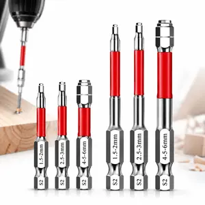 3/6PCS Pagoda Hex Screwdriver Bit Set, S2 Steel Magnetic Allen Wrench Drill Bits, 1.5-6mm for Electric Drill