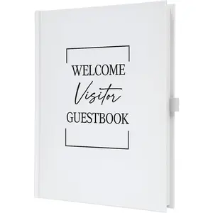 Paper 'n Such Guest Book for Rental House - Vacation Home Welcome Log - Short Term Rentals, Airbnb Essentials for Hosts, Hardcover Welcome Log - 7.5x9 Off White Neutral Color