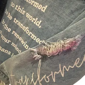 Transformed Oversized Distressed Denim Jacket [Romans 12:2]