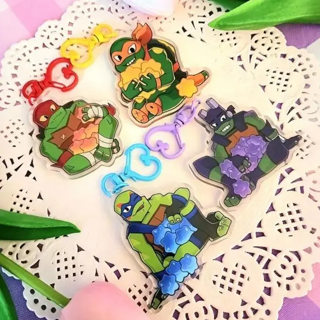 ROTTMNT Star Acrylic Keychains, Leonardo Donatello Raphael Michelangelo Cute Anime Bag Charms, TMNT Acrylic Charms Kawaii, Cute Keyring Accessory, Fun Charm For Backpack Or Purse | High Quality and Customer Favorite Items