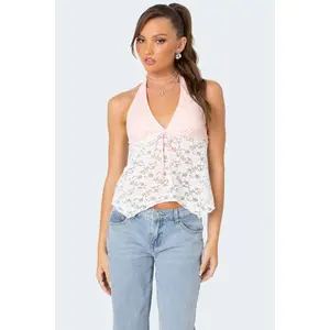 Esme Sheer Lace Halter Top