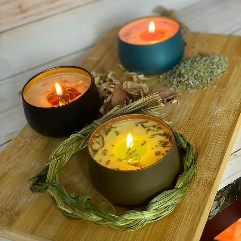 Walking Sky Candles Medicine Wheel Bundle Sweetgrass, Lavender + Sage, and Cedar Soy Candles