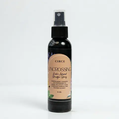 Circe Boutique Uncrossing Smudge Spray 4 oz | Energy Clearing & Spiritual Protection Room & Body Mist | Juniper Lavender Peppermint Essential Oil | Reiki-Infused Smoke-Free Ritual Spray for Negativity Removal