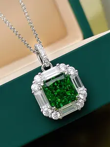 1 PC Gorgeous Green Cubic Zirconia Necklace Pendant For Women Valentine's Day Gift Wedding Jewelry