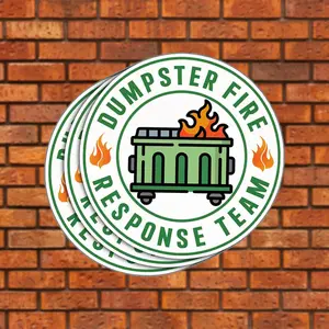 Dumpster Fire Response Team Funny Meme Stickers, Dumpster Fire 3x3 inches for Laptop Book Water Bottle Phone Car Hard Hat