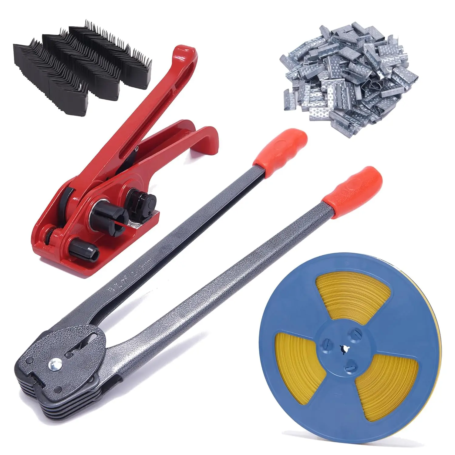 Industrial & Scientific Plastic Polypropylene (PP) Strapping Kit with Tensioning System, Sealer Tools, 100 Metal Seals, 100 Corner Protectors for Secure Shipping (Includes 100s Core Components)