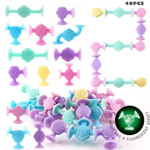 Stacking Stress Relief Toy, Glow-In-The-Dark Suction Cup Toy, Build/paste/pop, Educational Toy for Boys Girls, Birthday Gift, Decompression Squeeze