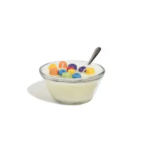 Cereal Bowl Candles - Colorful Cereal Treats in Clear Bowl with Decorative Spoon - Ornaments