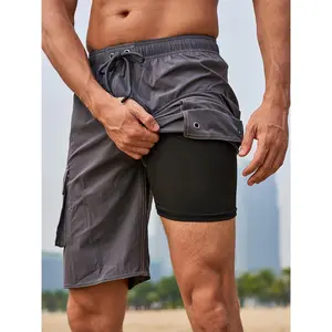 Men's Quick-Dry Outdoor Swimming Beach Shorts, Casual Activewear with Flap Pockets, Ideal for Summer Beach and Pool Use, Great Gift for Summer Enthusiasts