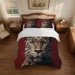 Regal Leopard King Print Comforter Set, 2/3 Pieces Bedding Set (1 Comforter + 1/2 Pillowcases), Luxury Animal Print Quilt Set for Bedroom Decor